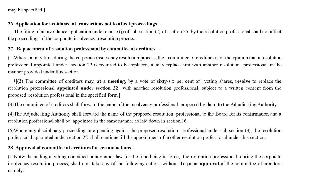 Section 26 to 28 of IBC