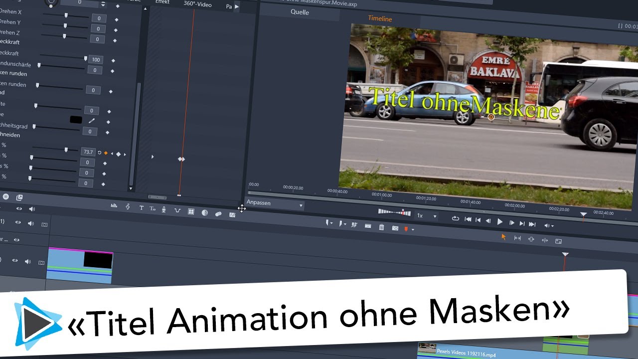 Titelanimation ohne Maskeneffekt auch in älteren Pinnacle Studio Versionen Video Tutorial Deutsch