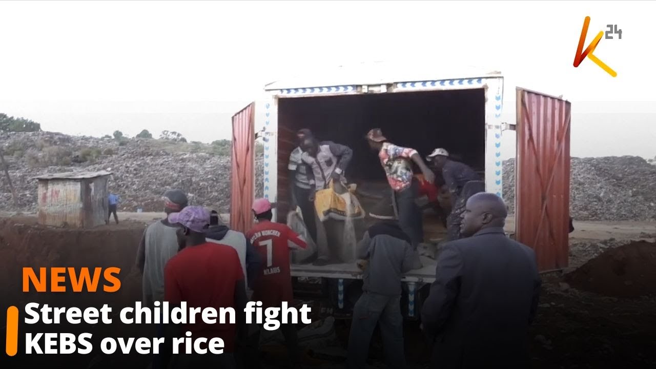 Rowdy youths disrupt an exercise by KEBS to destroy a consignment of condemned rice in Eldoret