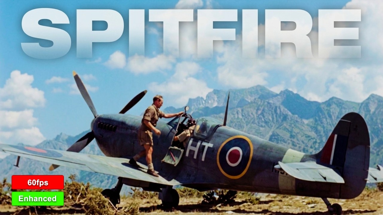 Невероятные цветные кадры, истребитель RAF Spitfire, Вторая мировая война | Улучшенное звуковое о...