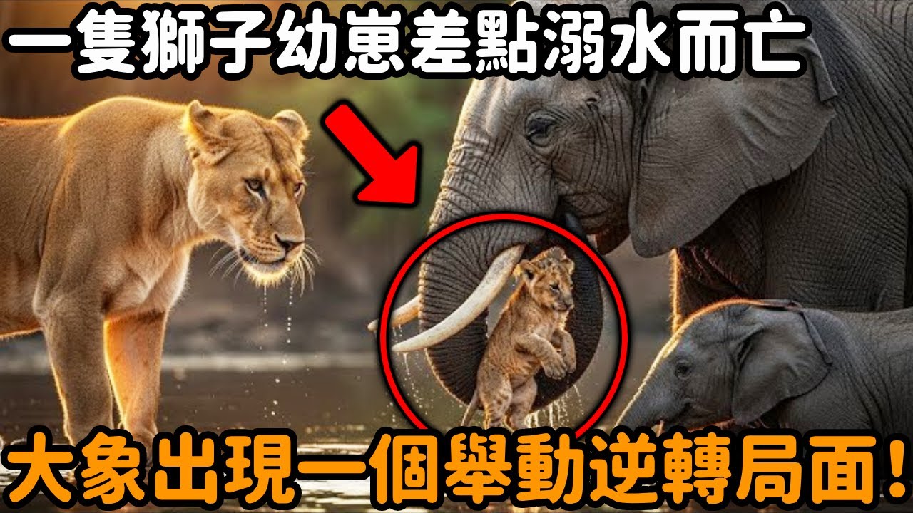 一隻獅子幼崽差點因為溺水而亡，沒想到一頭大象出現，做出一個舉動瞬間逆轉局面！#大象 #獅子 #跨物種救助 #動物情感 #心靈暖流 #感人壹幕 #不可思議 #動物故事 #真實故事 #心靈飼養員