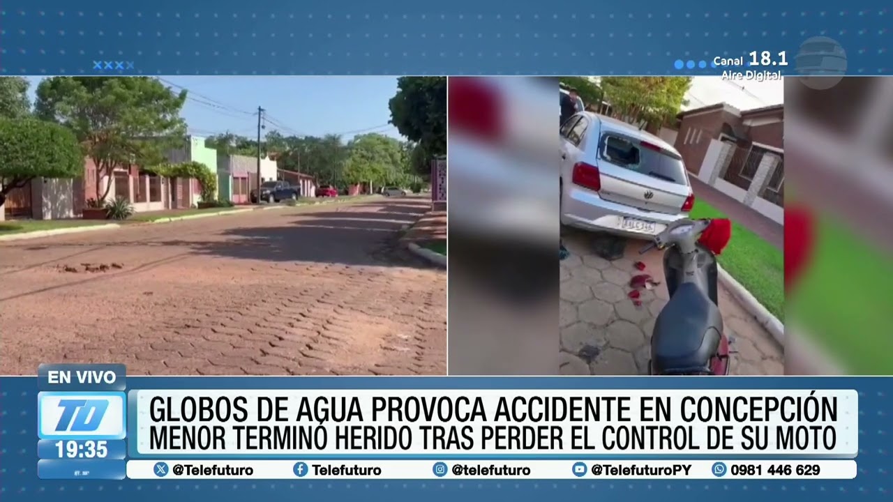 Globos de agua provoca accidente, menor termin&oacute; herido tras perder el control con su moto