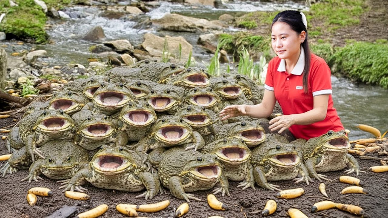 Harvesting Giant Wild Stone Frogs & Goes to Market Sell – Farm Life in the Forest