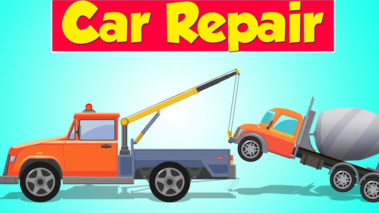 Tow Truck Garage | Cement Mixer Truck | Car Repair | Game for Toddlers