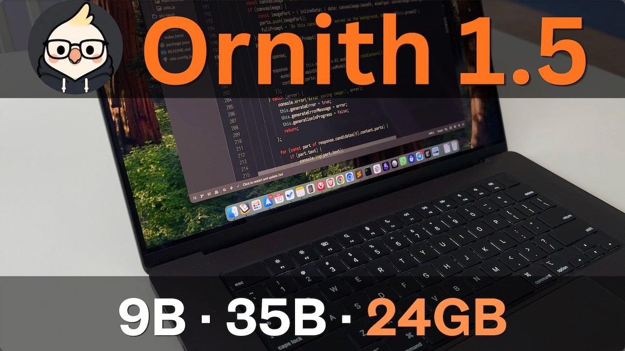 Скорость работы Ornith 1.5 на MacBook M4 Pro &mdash; 9B и 35B