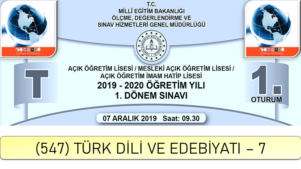 2020 / 1. DÖNEM / AÇIK ÖĞRETİM LİSESİ / (547) TÜRK DİLİ VE EDEBİYATI – 7