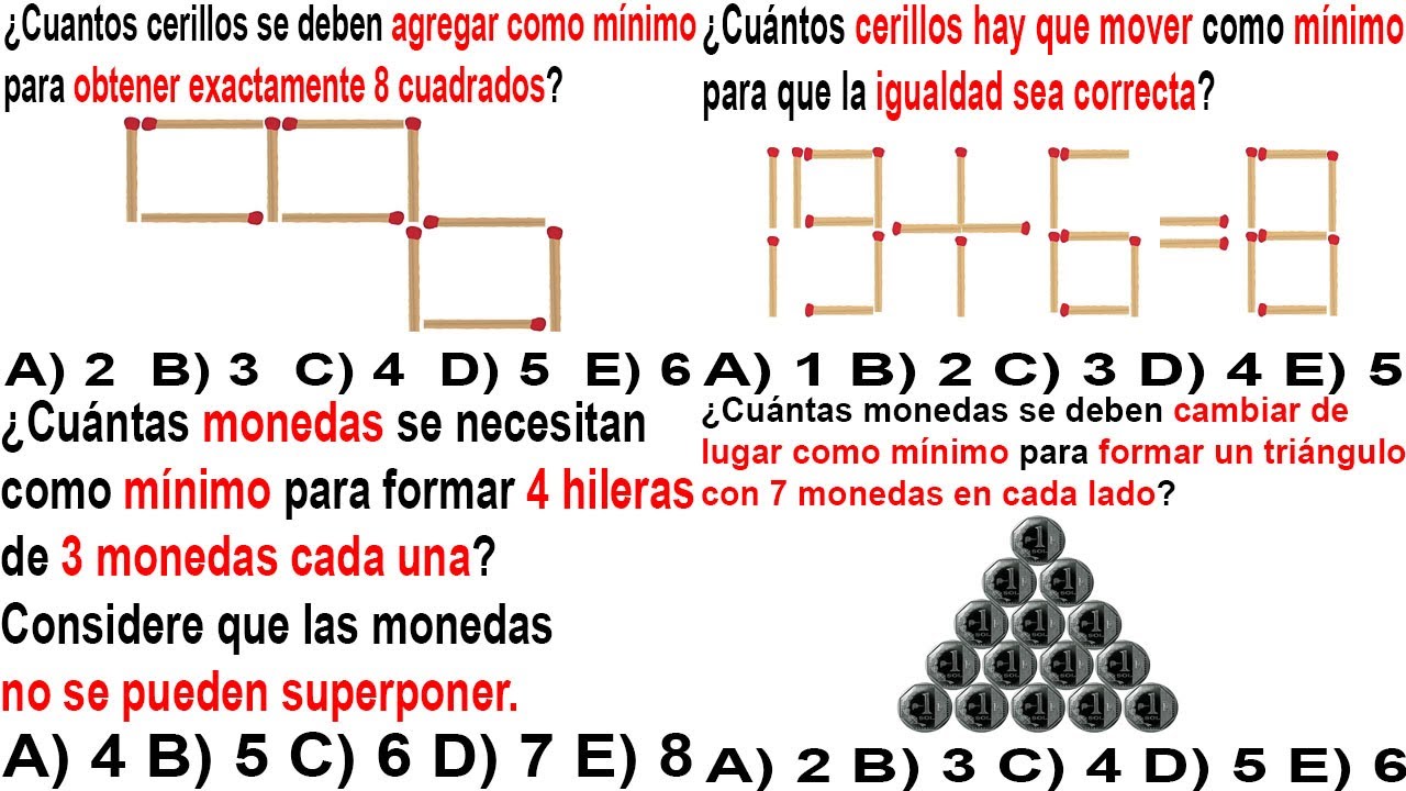 SITUACIONES LOGICAS 1 PROBLEMA DE MONEDAS Y CERILLOS (JUEGOS LOGICOS)