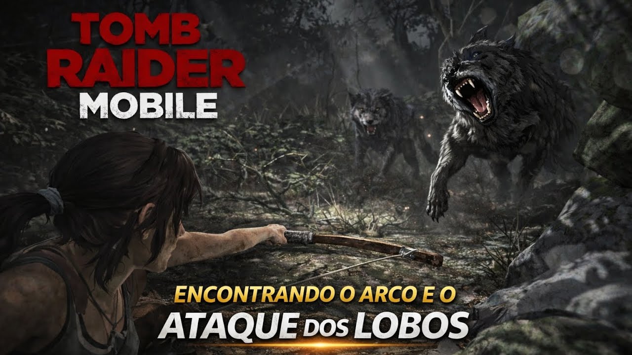 TOMB RAIDER MOBILE #2 - encontrando o arco e o ataque dos lobos! | Jogando com gamepad 