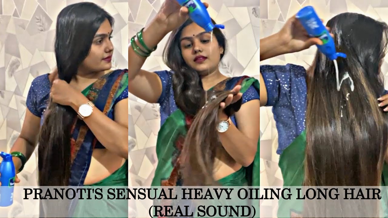 Pranoti’s Hottest Heavy Oiling Long Hair (Real Sound) | Sensual Long Hairplay | Long Hair Smelling