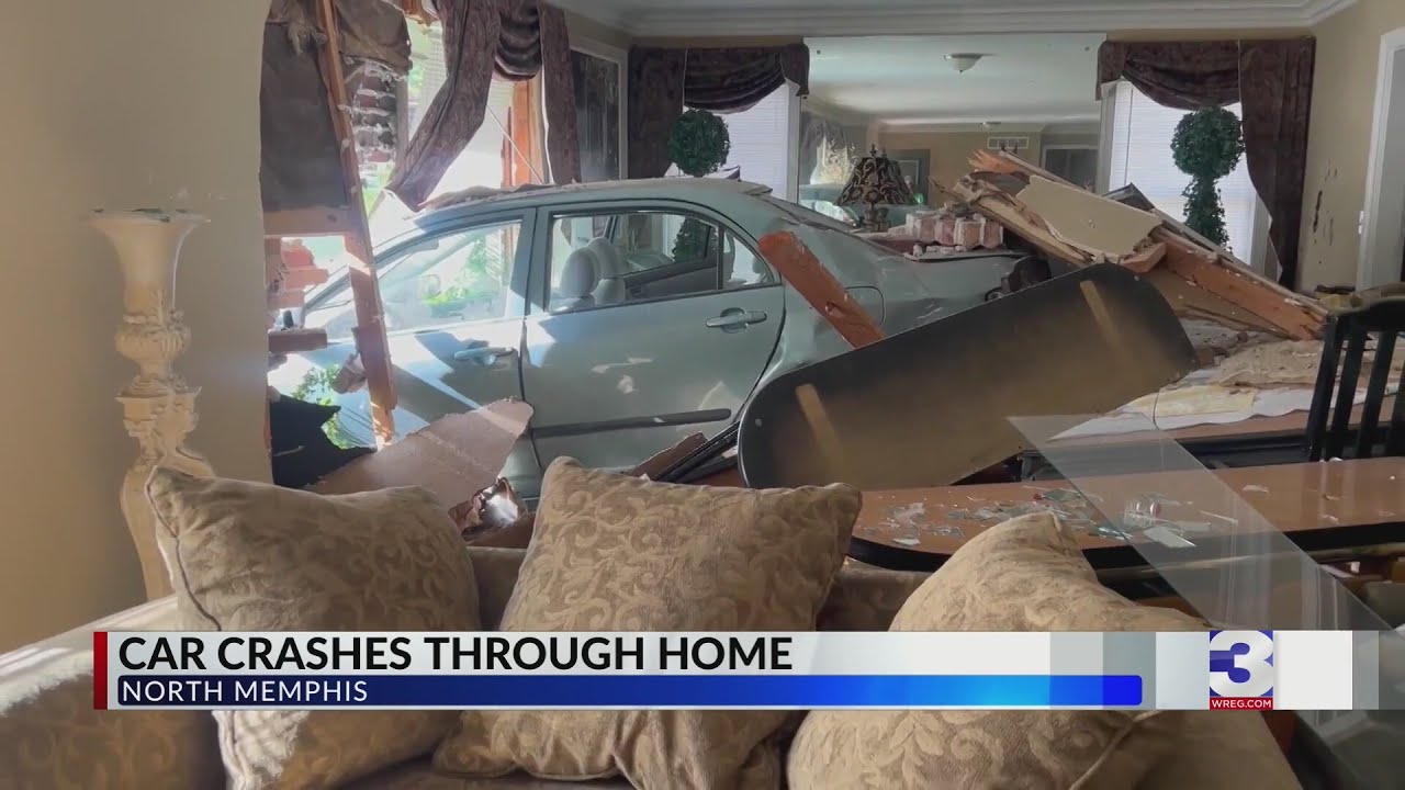 Car crashes through house in North Memphis