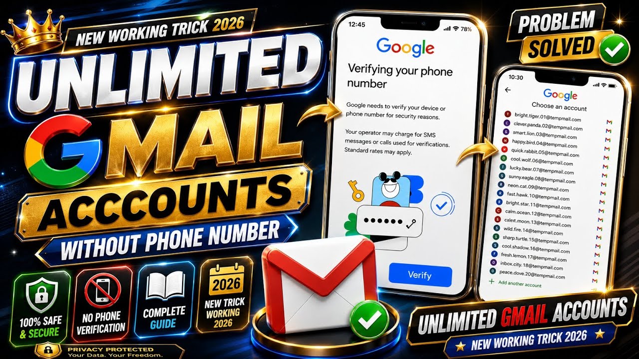 Skip Gmail Create Method 2026 | Unlimited Gmail Account Bangla Tutorial