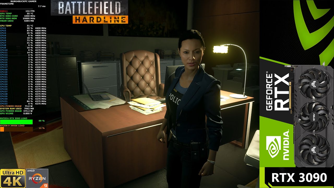Battlefield Hardline Ultra Settings 4K | RTX 3090 | Ryzen 3950X OC