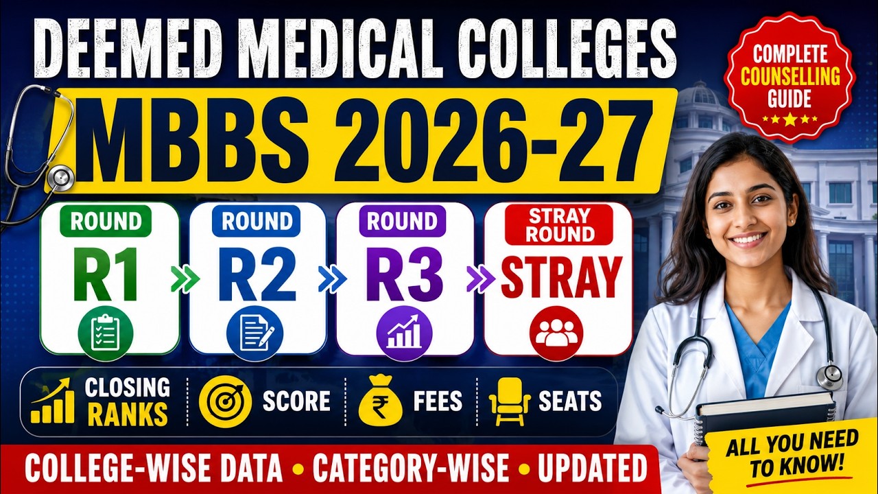 Deemed Medical Colleges MBBS 2026-27 R1, R2, R3 & Stray Round Closing Ranks, Score, Fees & Seats