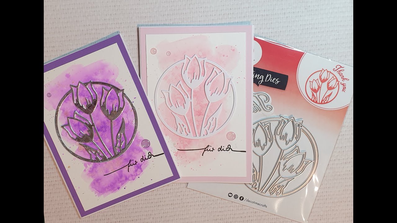 Karten Basteln mit Neuer Action Stanzschablone und Liquid Watercolor / Blumen für dich