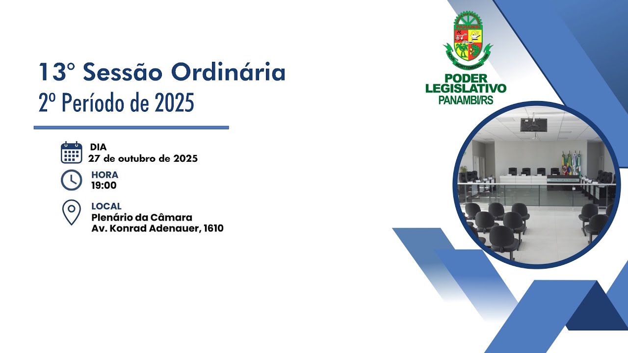 13ª Sessão Ordinária do 2º Período de 2025 - 27/10/25