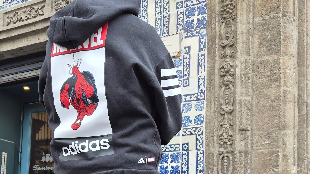 Sudadera con gorro Adidas Marvel Spider-Man color negro, unboxing y review.