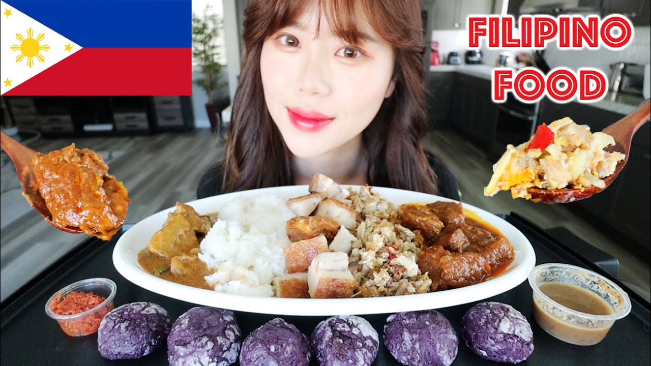 ФИЛИПИНСКАЯ ЕДА MUKBANG 먹방 (говядина Каре Каре, Лечон Кавали, Свинина Сисиг, Говядина Кальдерета,...