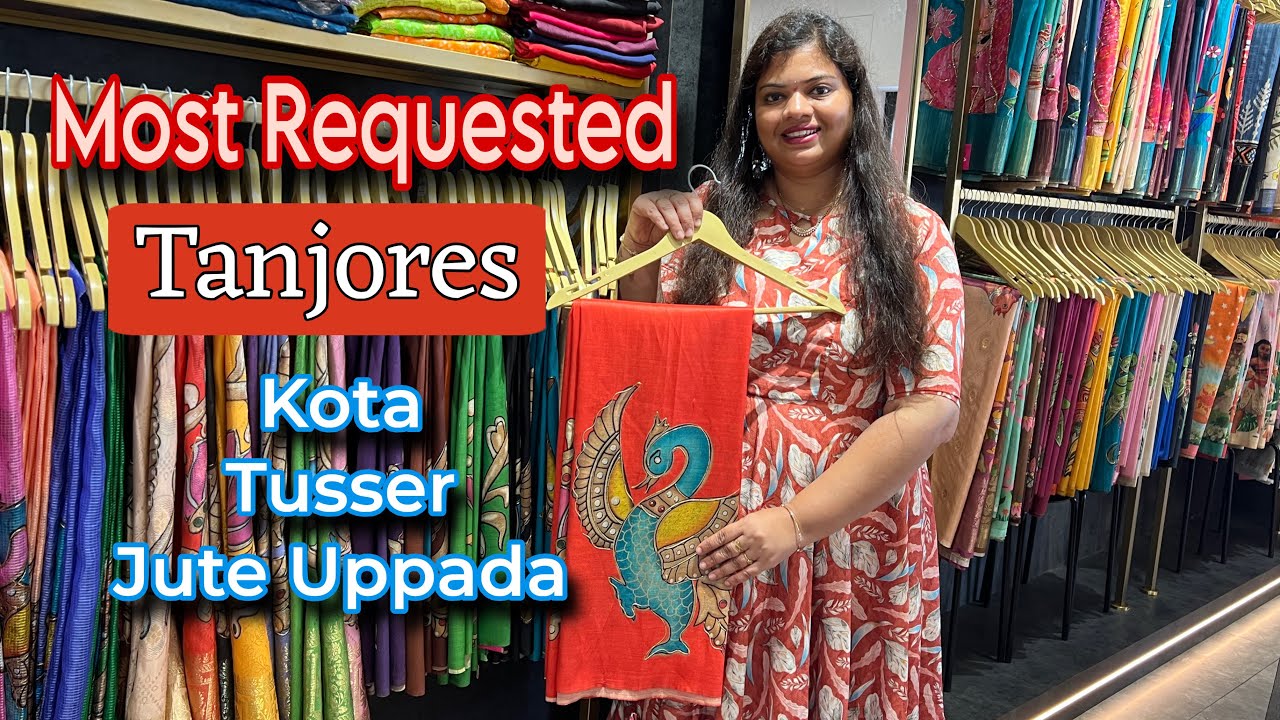 Most Requested Tanjore Print Fabrics || Tusser,Tusser Kota,Jute Uppada Fabric Collection #fabric 