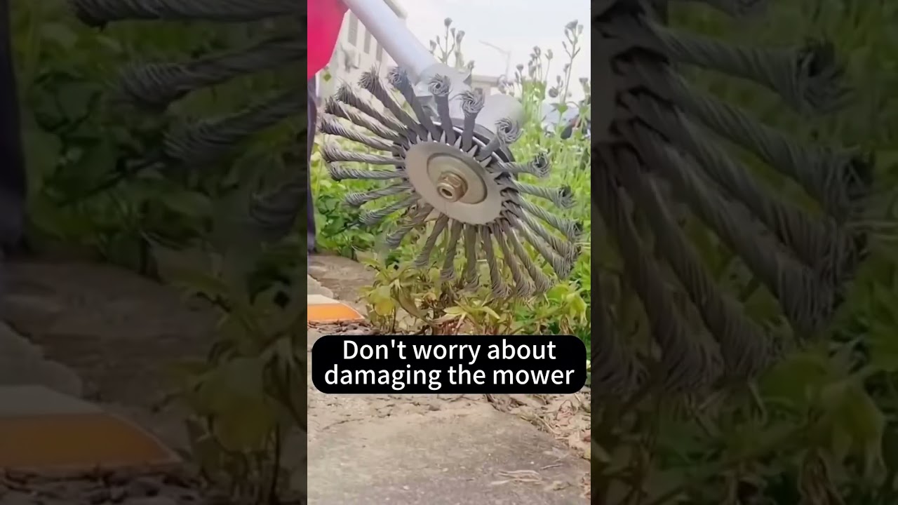 The latest wire wheel weeding head that comes out to weed the wall seams.
