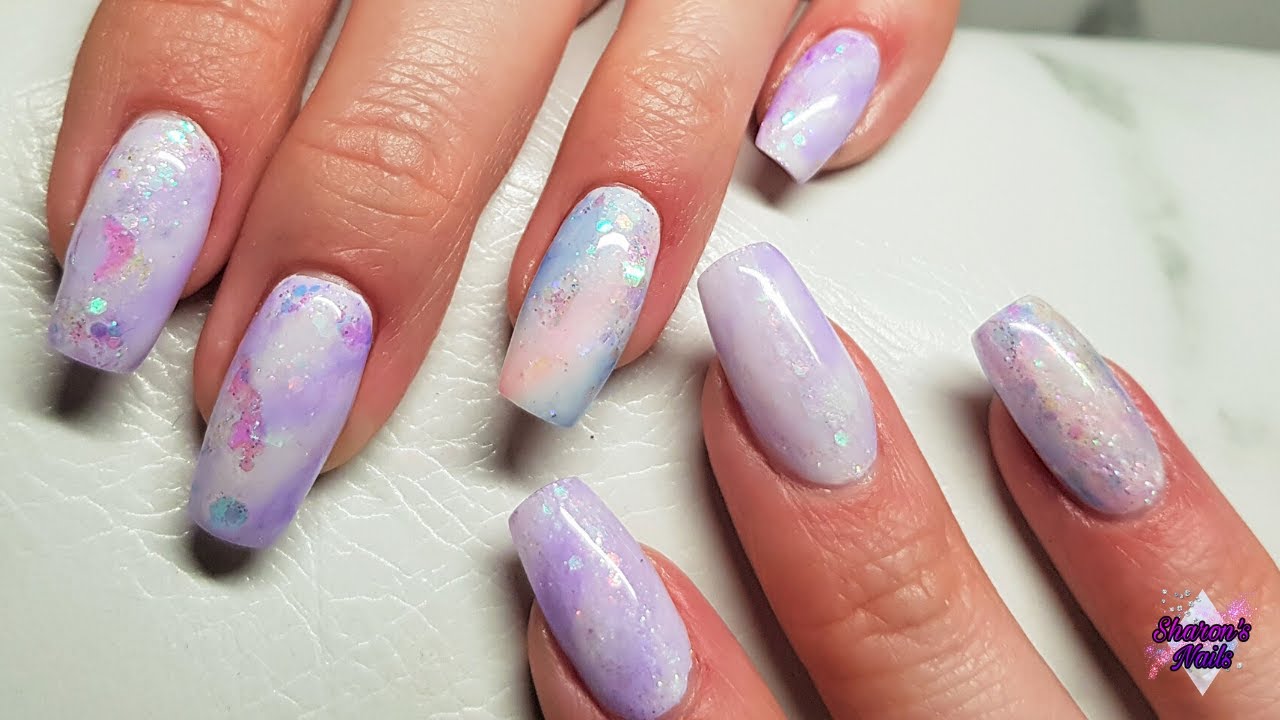 Gem Stone Opal Gel Nails (Glitter and Ink)