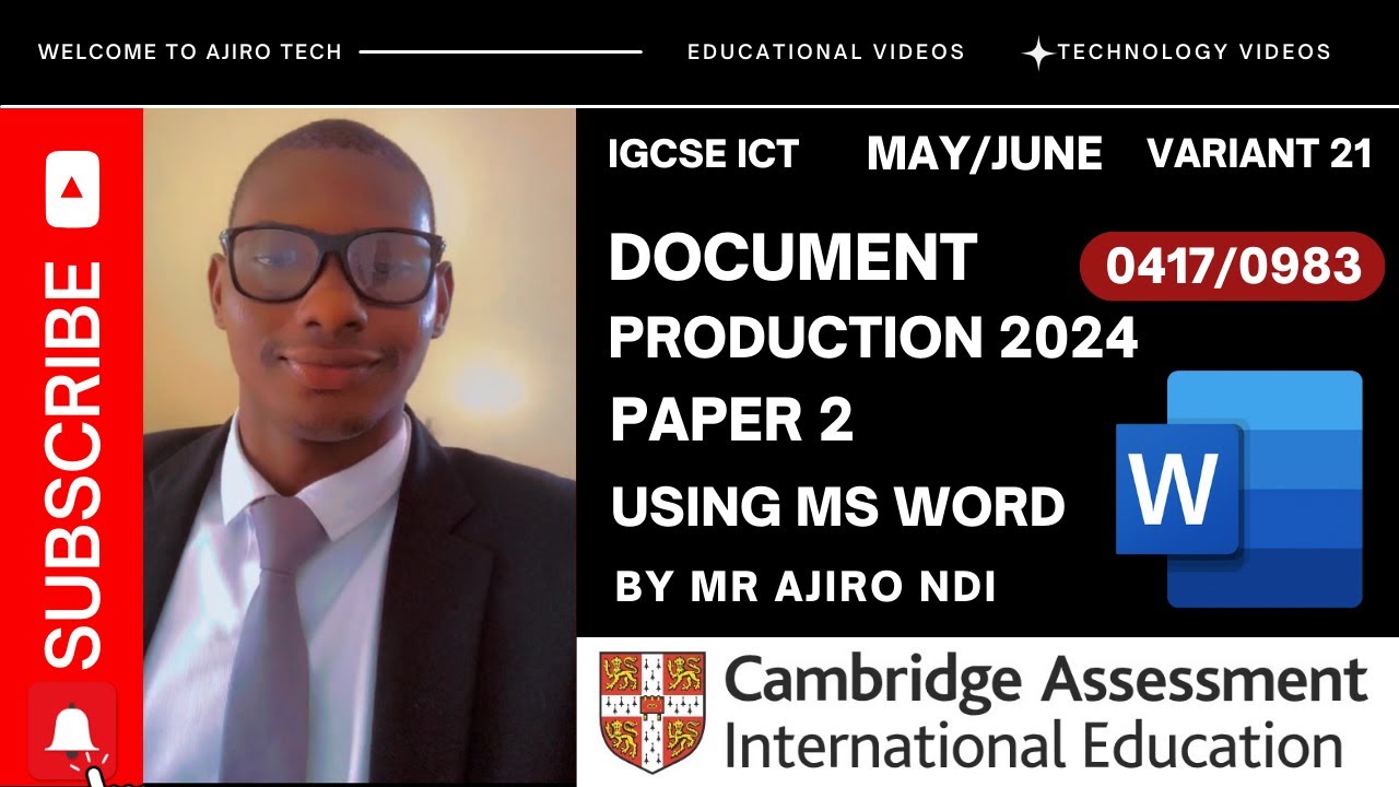 IGCSE ICT (0417/0983) Paper 2 Document Production May June 2024 Variant 21 | Microsoft Word
