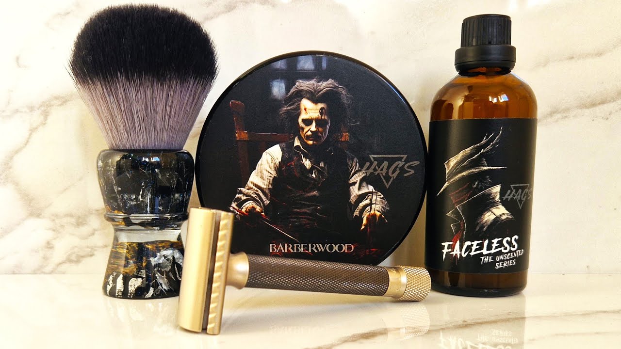 BARBERWOOD soap and FACELESS aftershave by HAGS first try.
