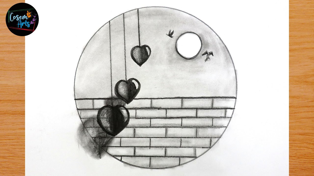Heart and Circle Drawing Step bye step || Easy Pencil drawing