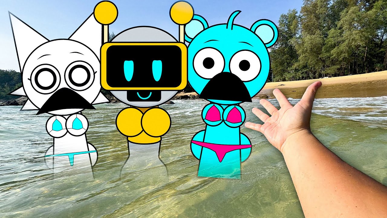 Cleaning SKY, FUN BOT and PINKI From Dirt in the Sea... (Sprunki in Real Life)