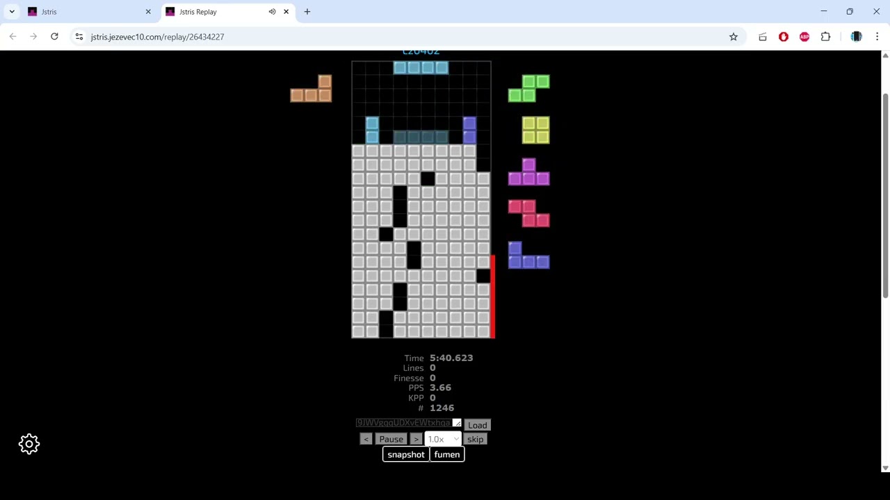 Jstris usermode 200 APM survival 10 minutes 46 seconds