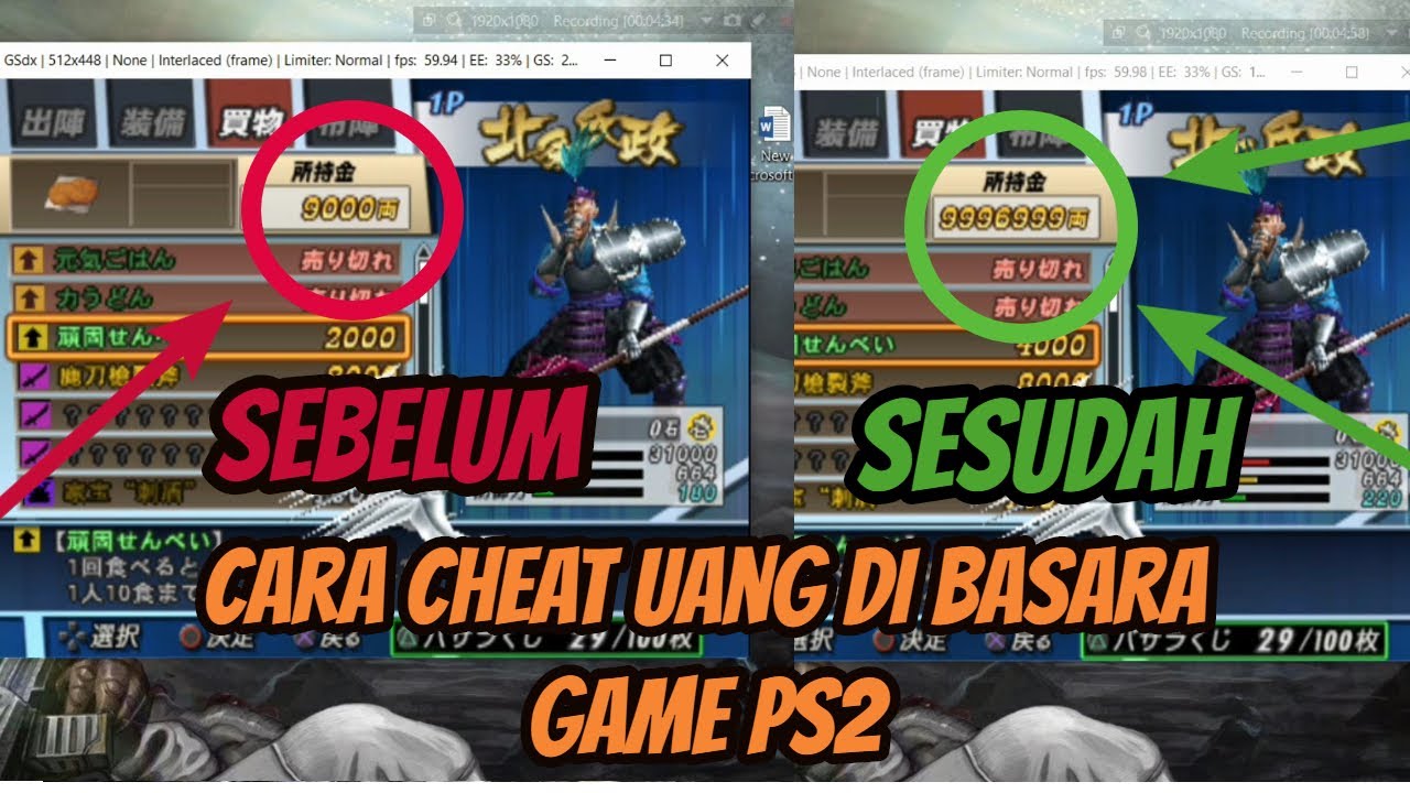 Cara Cheat game basara ps2 di PC