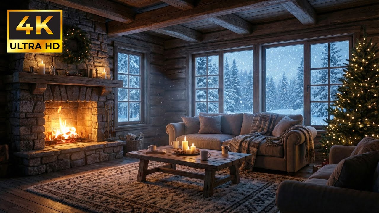 Cozy Fireplace Ambience 🔥 4K Crackling Fire Sounds for Sleep, Relax & Stress Relief