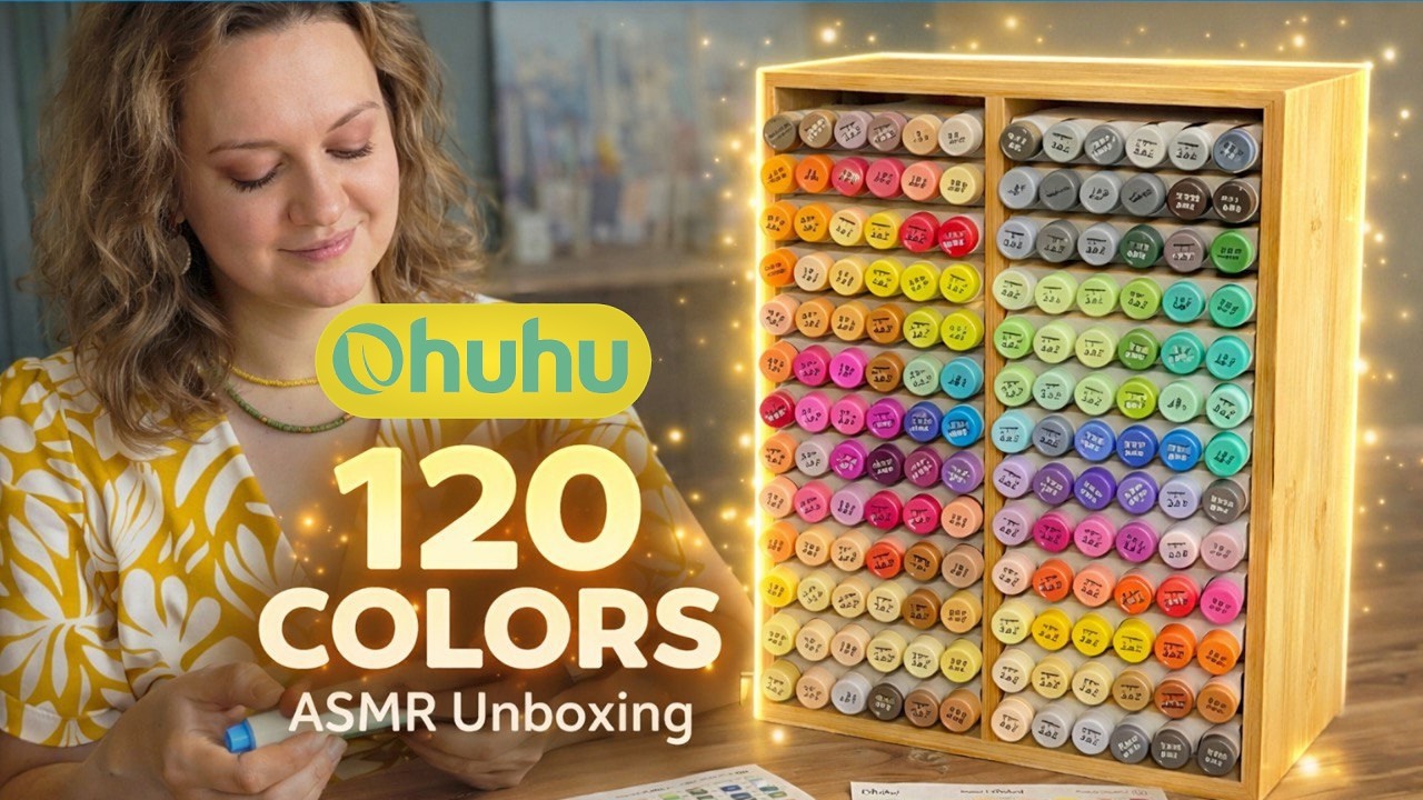 ASMR Unpacking & Swatching Ohuhu 120 Alcohol Markers ✨  No Talking
