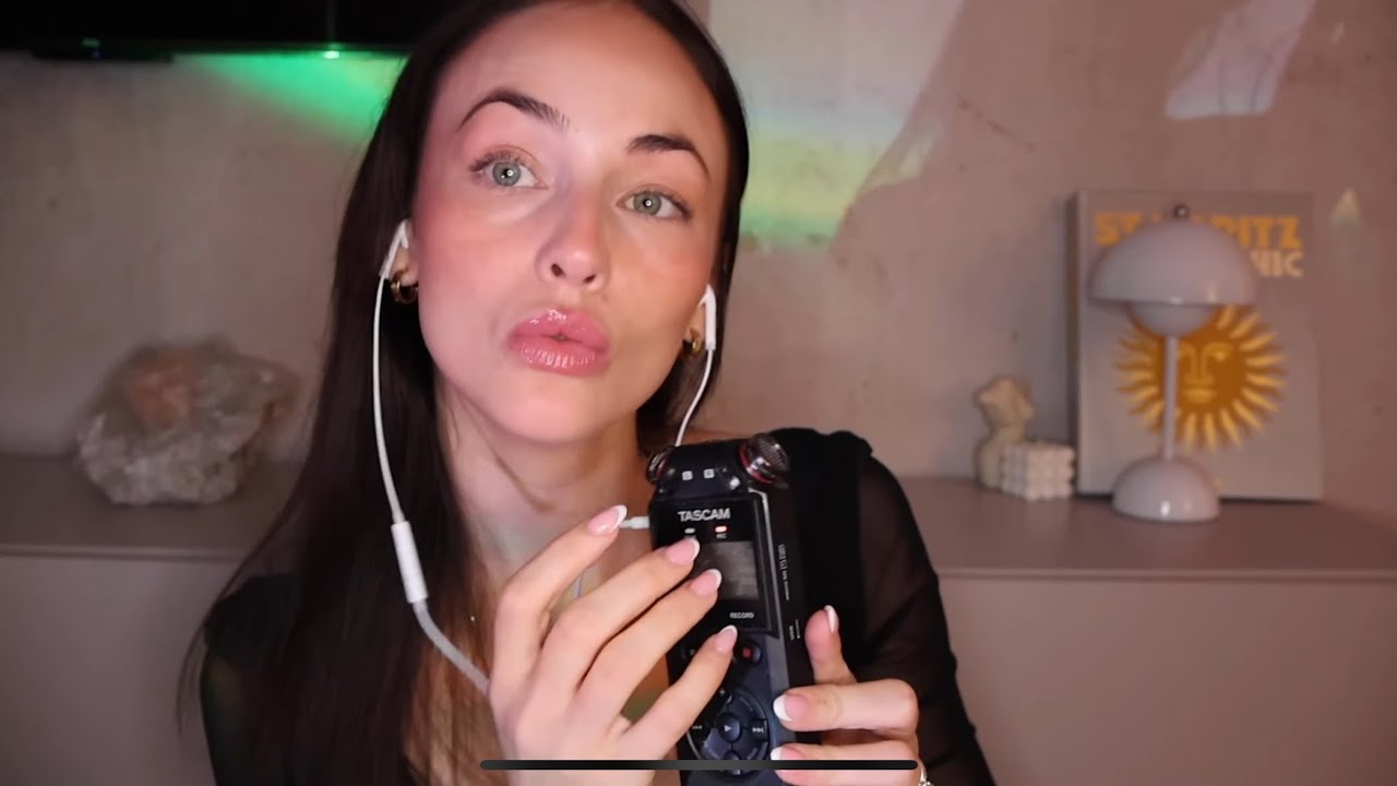 ASMR Trying Tascam for the Second Time – Legging Scratching & German Whispering🎙️