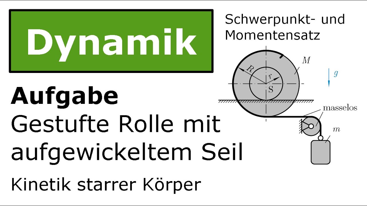 ⚙️ Gestufte Rolle m. aufgewickeltem Seil m. SPSatz und MSatz [Technische Mechanik, Dynamik, Kinetik]