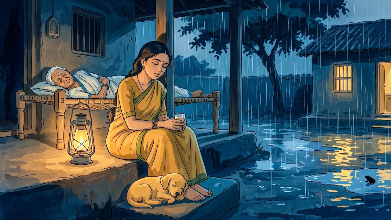 1990s Indian Village Monsoon  | Ghibli Style ASMR Animation (No Music)