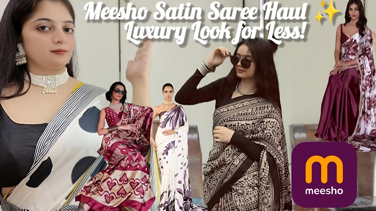 Silk Satin Saree Haul from Meesho ✨ Premium Look on Budget | Try-On + Honest Review @thesimicode 