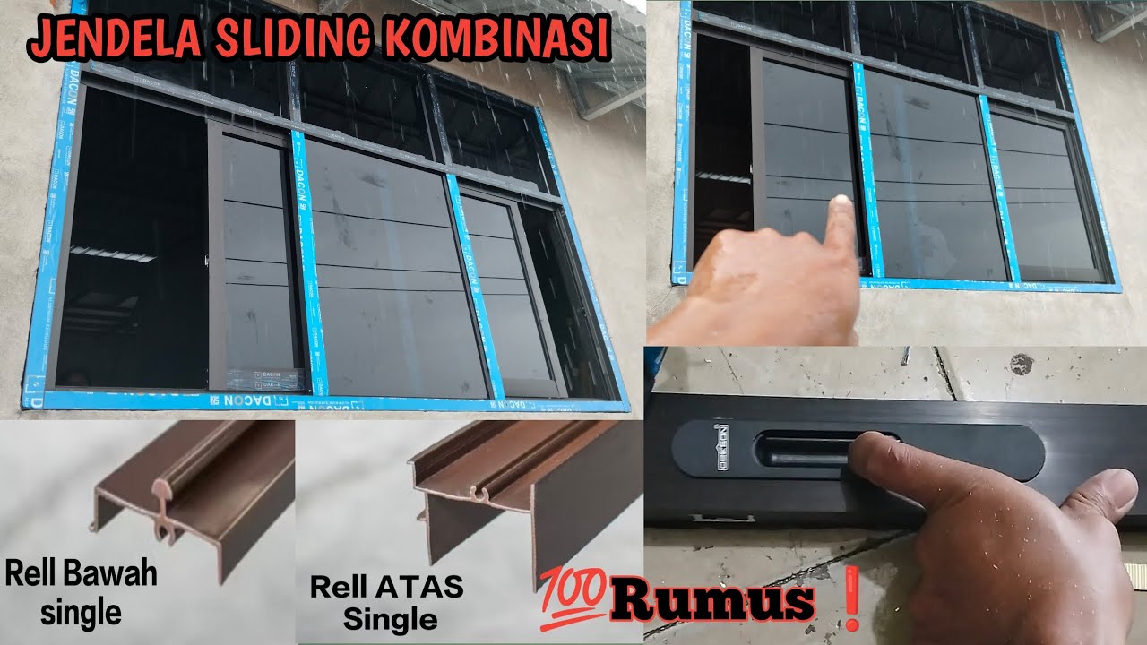 Rumus Jendela sliding/sleding Aluminium Kombinasi / jendela geser / Rell sliding single #jendela