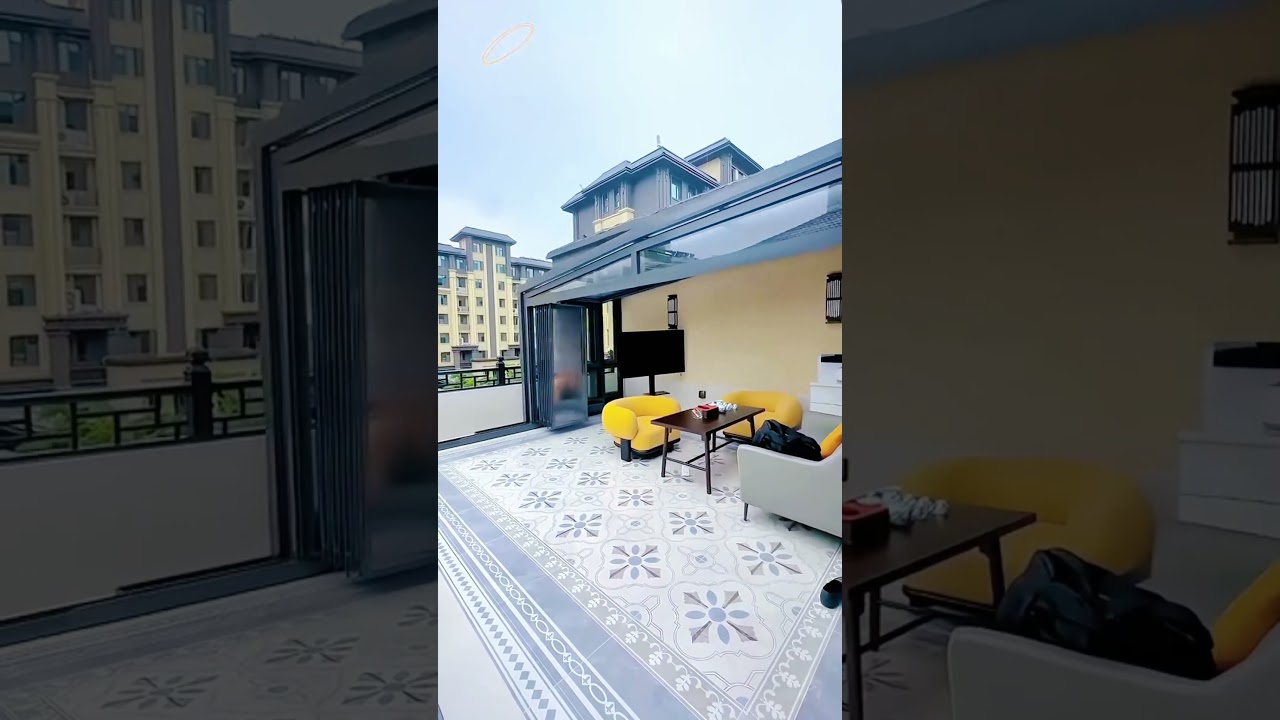 Terrace Retractable Glass Roof House Sunroom #retractablesunroom