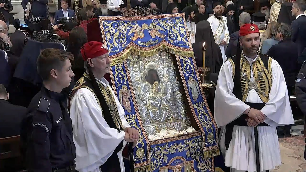 Η υποδοχή της Ιεράς Εικόνας της Παναγίας «Αξιον Εστί» στη Μητρόπολη Αθηνών 03/05/2023