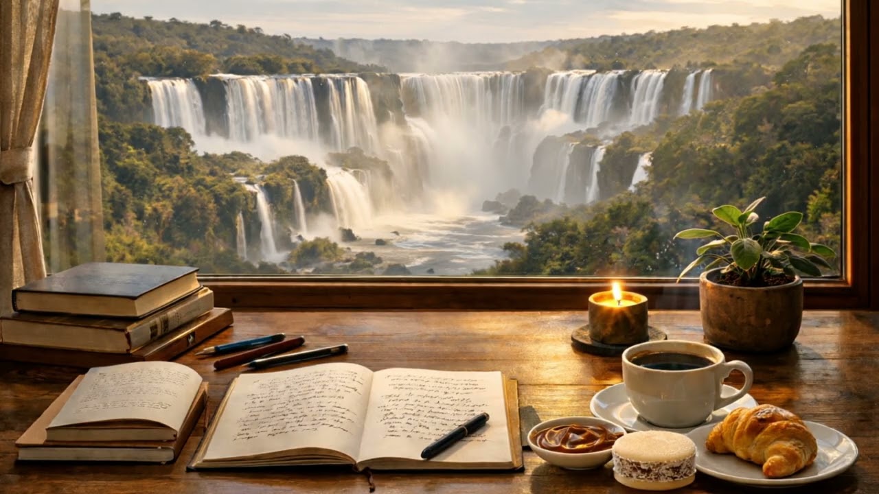 Study Jazz at Iguazu Falls ☕🎷 Cozy Café Jazz for Focus, Relax & Deep Work