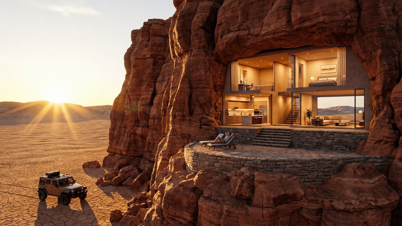 This man Built a SECRET HOUSE inside a HOLLOW ROCK — Building a house in the desert