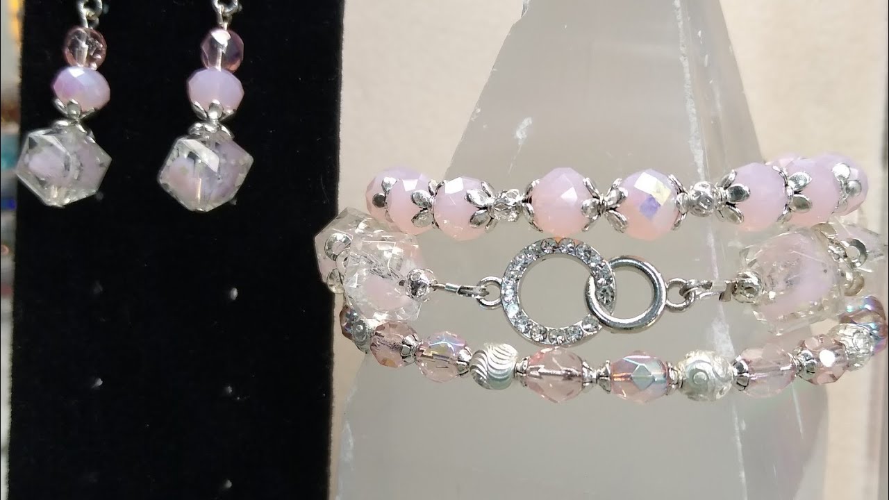 Stacked Bracelet and Earrings Using Bargain Bead Box Jan 2021 Rondelles!