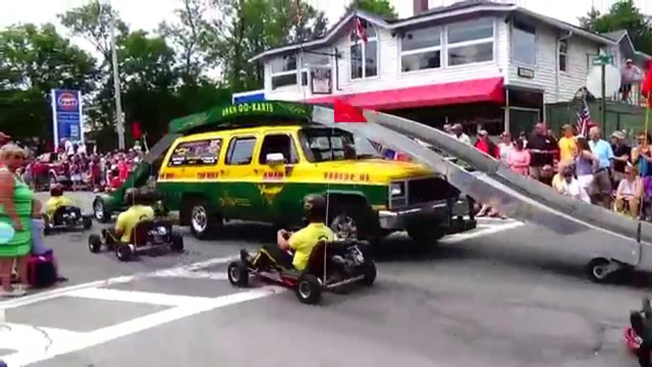 Shriners Mini Go Karts Jumping Ramp In Parade