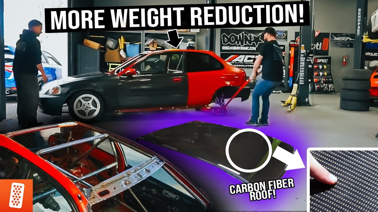 RWD EK Civic gets a CARBON FIBER ROOF! (& Wilwood Pedal Set Install)