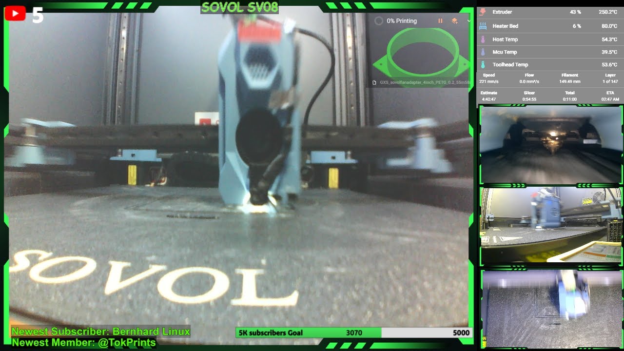 🔴Live - 3D Printer #514 - enclosure tempt test and  printing #live #3dprinting  #Sovol #sv08