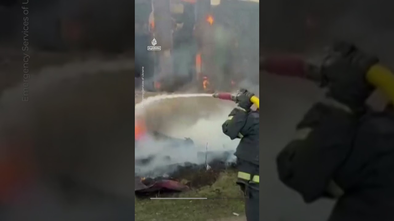 Historic building in Ukraine up in flames after Russia drone attack | AJ #shorts