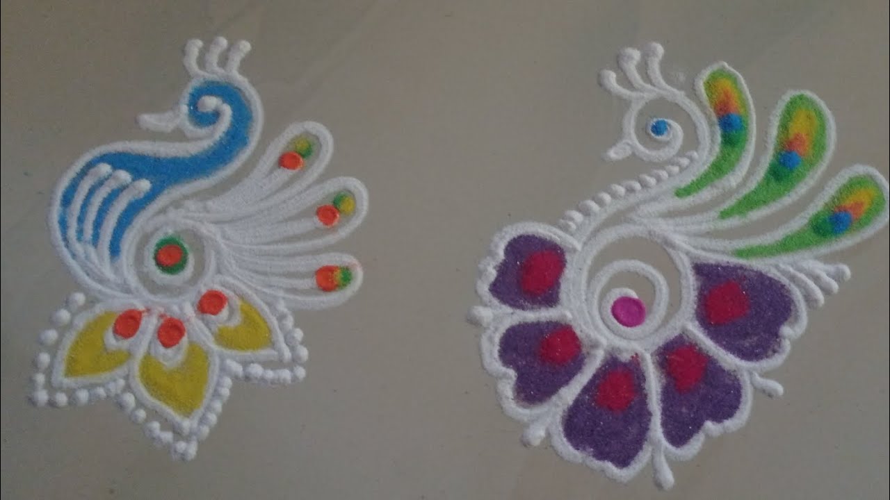 2 Different Small Rangoli 🦚2 सुंदर रांगोळ्या 🦚#easyrangoli #smallrangoli #rangoli 