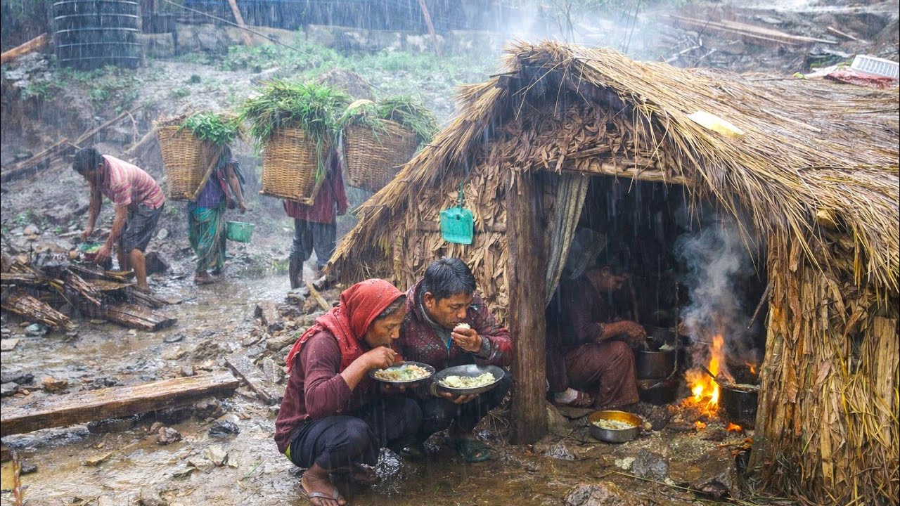 Life Inside a Nepali village During Extreme Rain Rural |Villages Daily Life in Monsoon |Village Life