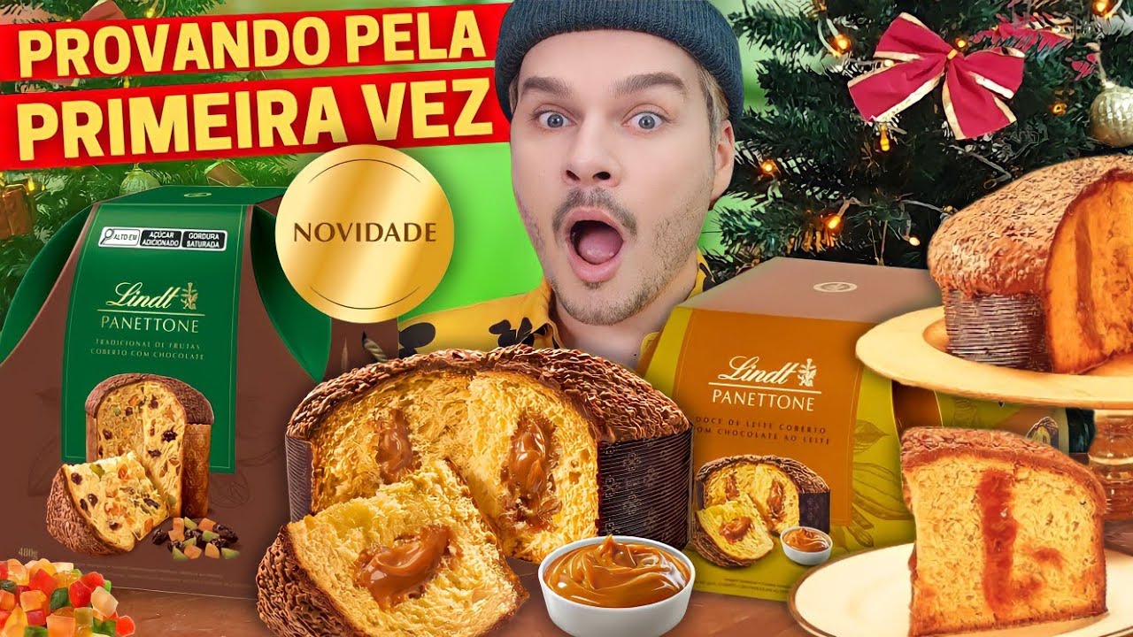 PROVANDO PANETONE DA LINDT PELA PRIMEIRA VEZ - Vale a pena?