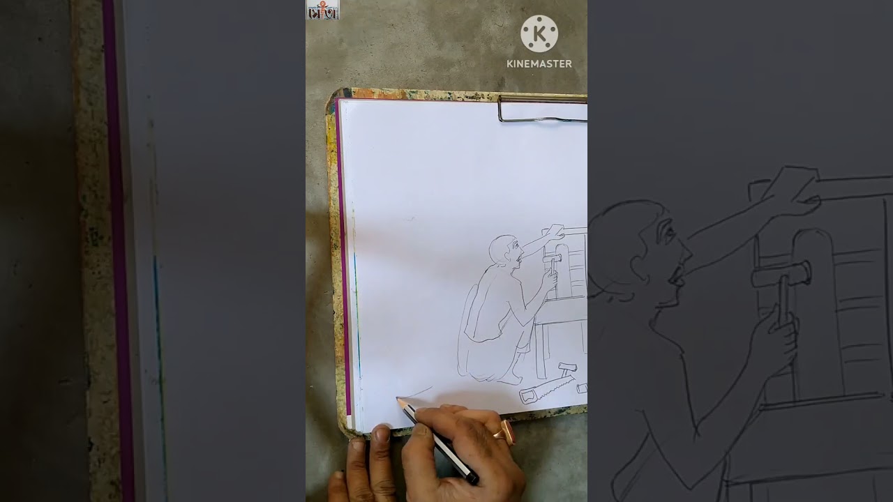 Easy Carpenter Drawing Tutorial 🔨✨ Pencil Sketch & Scenery Art #ytshorts#sotaaartanddesign